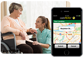healthcare check-in solution Track healthcare employees and subcontractors remotely with timestamps, GPS and proof of presence thanks to codeREADr
