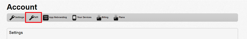 Select the API icon Select the API icon