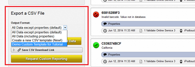 Select the output format for csv export Select the output format for csv export