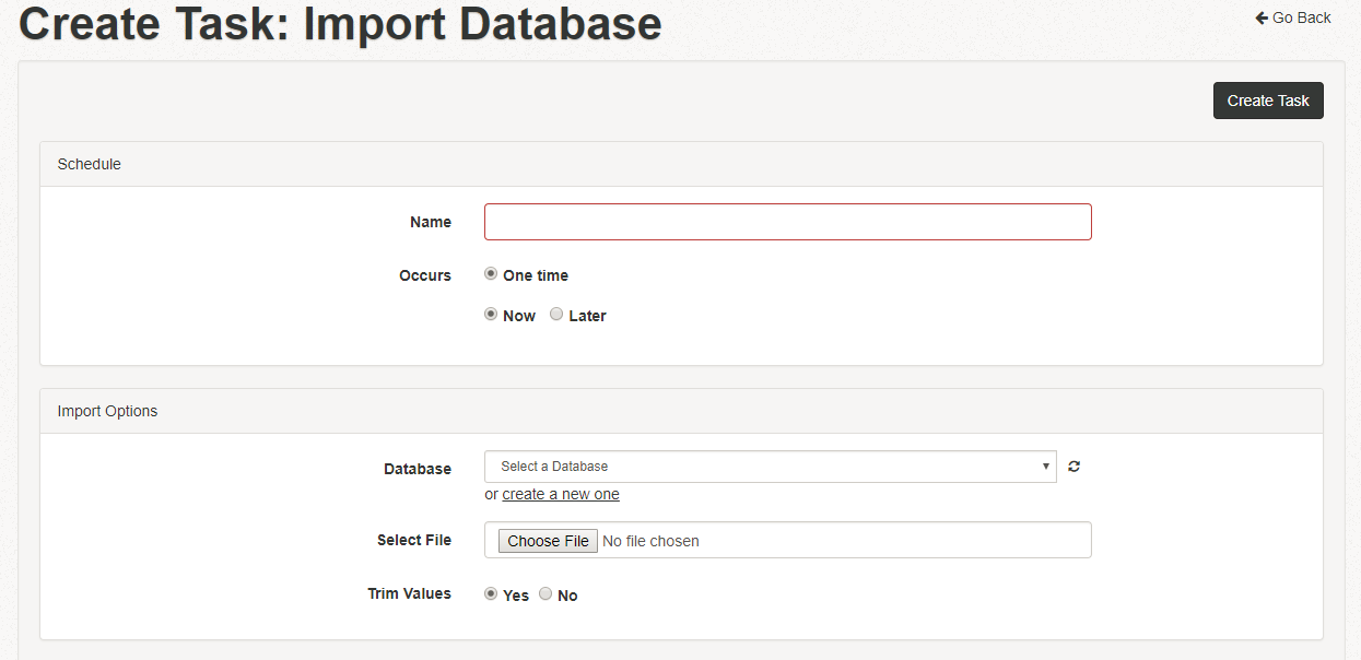 import data Import database